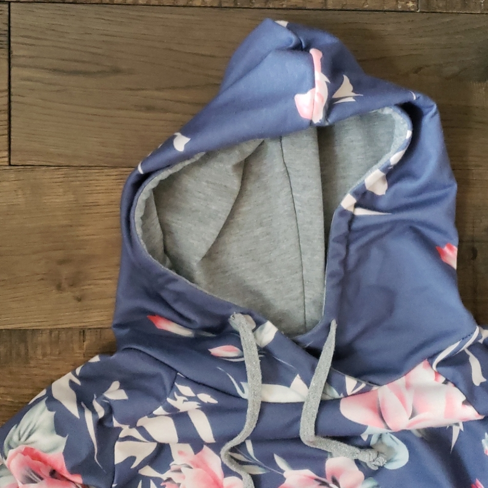 Blue Floral Hoodie - Picture 2 of 4